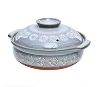 Olla de cocción lenta de cerámica, Cacerola, Olla redonda de barro con tapa, térmica aislamiento, doble asa, Utensilios cocina(24.5cm)