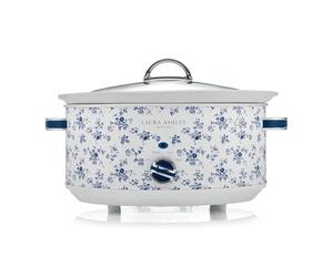 Olla de Cocción Lenta Laura Ashley 6.5L con Estampado China Rose by VQ - Olla Lenta para 8-10 Personas - Olla Electrica Lnergéticamente Eficiente Con 3 Ajustes de Calor - Arrocera Con Tapa de Cristal