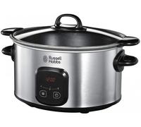 Russell Hobbs Olla de Cocción Lenta Maxicook - Capacidad 6 L, 8 Raciones, 3 Temperaturas, Temporizador Digital, Cazuela de Aluminio, Revestimiento Antiadherente, Tapa de Cristal, Plata - 22750-56