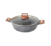 Olla de doble asa con partición. Olla de doble asa con partición. Dos ollas en la mesa pueden disfrutar de 2 sabores al mismo tiempo. Mango de madera, tapa de vidrio IH, adecuado para estufa de gas