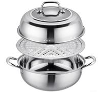 Olla de doble capa de acero inoxidable para cocinar al vapor y hacer sopas, diseñada para un calentamiento uniforme y durabilidad a largo plazo (30 cm)