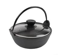Olla de estofado de hierro fundido sin revestimiento con antiadherente natural para la superficie para cocinar versátil de sopas guisos y estofados negro 28 cm (cubierta de vidrio de olla de 19 cm)
