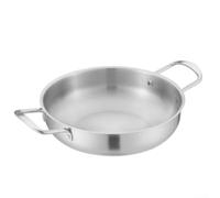 Olla de fideos de doble mango 304 de acero coreano para estufa de gas, máquina de comida rápida, sin base, fácil de limpiar, plata, 19,5 cm (plata)