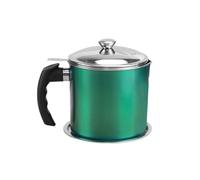 Olla de Filtro de Aceite de Acero Inoxidable, Grasera con Filtro de Malla Fina, Tarro de Almacenamiento de Grasa con Tapa Gadget Cocina para cocinar, freír, Hornear, Tortitas(Size:1.3L,Color:Verde)
