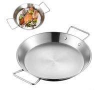 Olla de fondo plano de acero inoxidable con asas dobles para paella, sopas y varios métodos de cocción (32 cm)
