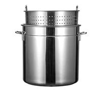 Olla de freidora de pavo de mariscos de cangrejo de río Olla de acero inoxidable con cesta de colador y vaporera para cocinar al aire libre y hacer cerveza casera, 17.8in 100 Quart 25 Galone
