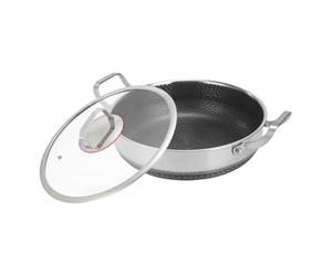 Olla de gran capacidad, juego de cocina de doble mango con carcasa de metal | Unidad de cocina profesional resistente al calor, tortilla, huevo, tortilla, tortita, filete