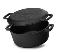 Olla de hierro fundido de 6 l, diámetro de 28 cm, para hornear pan, olla con tapa, molde para pan adecuado para barbacoa de gas, horno, fogones y todo tipo de fuegos, incluida la inducción