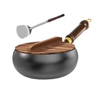 Olla De Hierro | Ollas De Hierro Antiadherentes Para Cocinar - Sartén De Fondo Plano Con Tapa Y Espátula, Utensilios De Cocina Para Todo Tipo De Fogones, Placas Eléctricas, Barbacoa Y Acampada