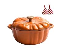 Olla De Horno Holandés Con Tapa, Olla Multifuncional Con Forma De Calabaza Asas Dobles Resistente Y Esmaltada, Sopa Para Estofado Abrazadera Triangular Termoaislante, Halloween(A20cm/7.87in)