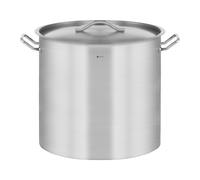 Royal Catering Olla De Inducción Cacerola Profesional RCST-71LI-E (Con Tapadera, Acero Inoxidable, Bordes Antigoteo, Fondo de 5 mm, 70 Litros)