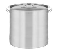 Royal Catering Olla De Inducción Cacerola Profesional RCST-98LI-E (Con Tapadera, Acero Inoxidable, Bordes Antigoteo, Fondo de 5,2 mm, 98 Litros)