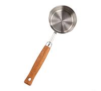Olla de leche de acero inoxidable para calentar leche, derretir queso y cocinar por lotes pequeños, con mango de madera y boquillas de vertido resistentes a derrames
