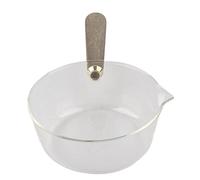 Olla de Leche de Vidrio con Pico en Forma de V y Mango de Madera, Cacerola, 600ml