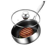 Olla de leche para Tove - Olla de sopa de acero inoxidable, fácil de limpiar, antiadherente, patrón de panal con tapa, vaporizador a prueba de óxido para hervir al vapor, derretir, preparar, desayuno