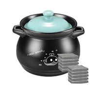 Olla de piedra cerámica resistente a altas temperaturas, olla barro arcilla for el hogar, for cocinar sopa y guiso, 4L(6.5L)