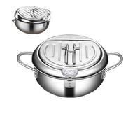 Olla de profunda: drenaje extraíble para cocinar un termómetro, olla profunda, papas fritas grandes, olla de sopa, calamares crujientes, esta freidora de de acero inoxidable de alta