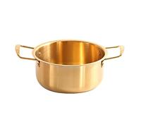 Olla de Ramen de Acero Inoxidable Dorado de 16 Cm, Olla de Fideos Instantáneos Coreanos con Asas Dobles, Olla Pequeña para Sopa Compatible con Estufas de Gas de Inducción para