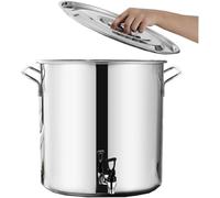 Olla de sopa de acero inoxidable con tapa, parte inferior compuesta duradera para un calentamiento uniforme, ideal para cocinar, preparar y servir