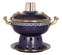 Olla de sopa de carbón caliente de cobre con tapa, diseño dividido, fácil de limpiar, perfecta para cocinar al aire libre, catering, fiestas y comedor