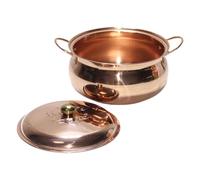 Olla de sopa de cobre con tapa, olla de cobre puro, olla de sopa de cobre, utensilios de cocina de doble asa, olla de cocina espesada compatible con inducción for sopa, olla caliente, ensalada, uso de