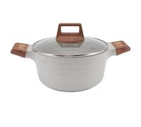Olla de sopa de doble oreja antiadherente de calentamiento rápido elegante horno holandés con tapa de vidrio para cocinas de inducción de gas aleación de aluminio (Olla de sopa 24 cm/9,4 pulgadas)
