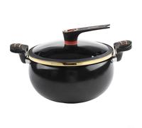 Olla de sopa de hierro fundido con mini función de presión y sin revestimiento para una mejor experiencia de cocción (8 L, negro)