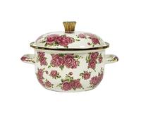 Olla de sopa esmaltada con estampado vintage, utensilios cocina, olla for el hogar, ollas en Stock gran capacidad gruesas Para Todo Tipo De Estufas(Rose red,22CM)
