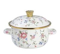 Olla de sopa esmaltada con estampado vintage, utensilios cocina, olla for el hogar, ollas en Stock gran capacidad gruesas Para Todo Tipo De Estufas(White01,22CM)