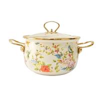 Olla de sopa esmaltada, Flor Retro, pájaro Binaural, olla for estofado gran capacidad con tapa, utensilios esmaltados for el hogar, cocina delicados Para Todo Tipo De Estufas(2L)