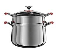 Olla de sopa multifunción de acero inoxidable 316, sin revestimiento, profunda y engrosada, para el hogar, gran capacidad, vaporizar, hervir, hacer sopa y guisar con tapa (22 cm con estante para vapor