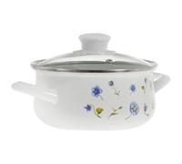 Olla de Sopa Retro de Esmalte 1, 5 L Doble Asa Rosa | Cocción Rápida y Conservación del Calor, Fondo Plano y Vidrio, para Marisco y Gachas