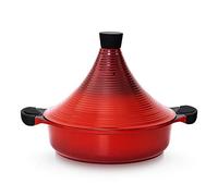 Olla de tagine marroquí | 28 cm - Cazuela 4,2 L | Aluminio | Platos Tajin tradicionales | Super antiadherente | Cazuela de cocción lenta blanda (Red)