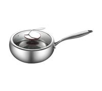 Olla De Titanio: De Acero Multicapa Engrosado, Sartén Para Sopa Con Textura Martillada De Matriz De Puntos Antiadherente Doble Física, Recipiente Para Estofado Con Tapa | Compatible Con Todas Las