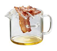 Olla de tocino de vidrio para microondas | 2.1L Bacon Grill Crisper para horno microondas | Resistente al calor antiadherente aceite multi vasos bandeja de tocino con estante de grasa | Bandeja de