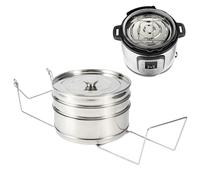 Olla de vapor de acero inoxidable 3 niveles, olla utensilios cocina múltiples, cacerola para cocinar verduras, accesorios utensilios cocina apilables caldo a presión 6 8QT