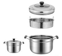 Olla de vapor de acero inoxidable con tapa de vidrio y cesta de vapor, compatible con estufas de gas y eléctricas, fabricada con acero inoxidable 201 y 304 para mayor durabilidad