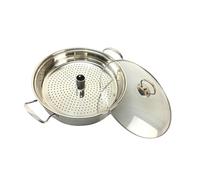 Olla de vapor de acero inoxidable multiusos para cocinar mariscos, olla de vapor para tamales de cangrejo, sartén antiadherente de 11.5 pulgadas