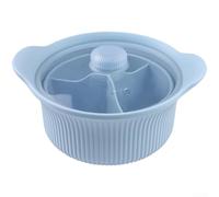 Olla de vapor hecha de silicona de grado alimenticio para microondas y freidora de aire, tapa transparente con agujeros de ventilación, base antideslizante para mayor estabilidad (azul grande)