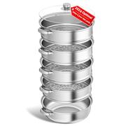 Olla de vapor - Olla de vapor de 28 cm de acero inoxidable, cocina de vapor con cesta, 4/5 pisos con tapa, ideal para verduras, mariscos, sopas, estofados y pasta (5 plantas)