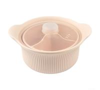 Olla de vapor para microondas hecha de silicona con tapa, conserva las vitaminas y el sabor natural mientras se cocina en 3 minutos o menos (beige grande)