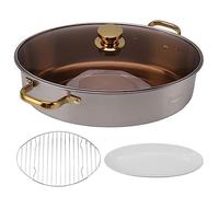 Olla De Vapor para Pescado, Vaporera De Pescado De Acero Inoxidable, Olla Ovalada para Mariscos/Pescado Al Vapor/Sopa Hirviendo con Rejilla, Sartén De Cerámica, Tapa