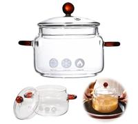Olla de vidrio con tapa, 5.9 pulgadas de diámetro, 1.5 L, cacerola de vidrio de borosilicato resistente al calor, olla apta para horno para popurrí, Navidad, casa de vacaciones (1 unidad)