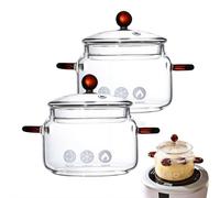 Olla de vidrio con tapa, 5.9 pulgadas de diámetro, 1.5 L, cacerola de vidrio de borosilicato resistente al calor, olla apta para horno para cocina de inducción, microondas y refrigerador, calentador