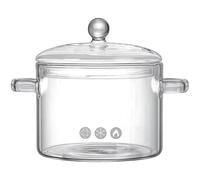 Olla de vidrio con tapa, diseño de doble asa, calentador de vino eléctrico con calefacción, capacidad de 2000 ml, para preparar té, leche, café, apto para microondas, fuego abierto y refrigeración