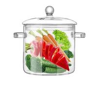 Olla de vidrio transparente con tapa para cocinar popurrí, cacerola de 3 litros, ollas grandes de 101 onzas para estufa, visiones superiores, ollas de borosilicato grandes y seguras