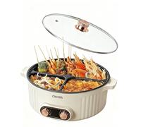 Olla eléctrica con divisor, olla caliente de 4 compartimentos, olla Shabu Shabu Shabu eléctrica de 2000 W con antiadherente, ollas calientes de 5 cuartos para cocinar en interiores, fiesta familiar