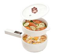 Olla eléctrica con vaporizador, olla caliente eléctrica de 1,6 L, mini multicocina antiadherente, mini sartén eléctrica, función de programación, cocina ramen rápida para el hogar, oficina o