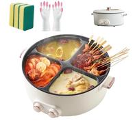 Olla eléctrica de cuatro rejillas, 6 L, multifuncional, con 4 compartimentos, con 4 ollas individuales, perfecta para fiestas en casa y olla caliente china, 4 sabores simultáneamente, cocina familiar