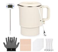Olla Eléctrica de Fusion para Velas Fundidor de Cera para Velas, Olla para Derretir Cera Antiadherente Pequeña con Resistencia Al Calor con Termómetro, Kit Completo DIY Velas para Principiantes